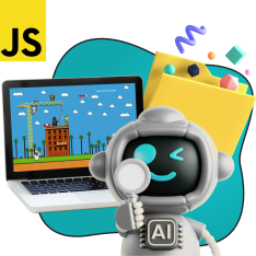 Язык программирования JavaScript + AI. Проектное обучение + геймификация + AI-помощники - КИБЕРшкола программирования для детей, компьютерные курсы для школьников, начинающих и подростков - KIBERone г. Феодосия